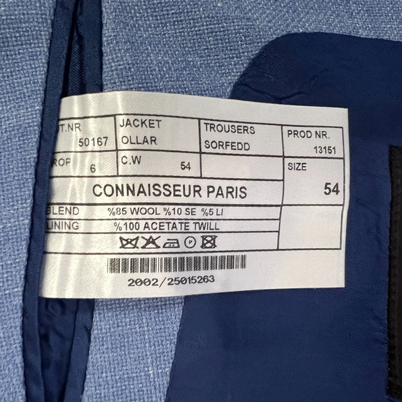 Connaisseur Paris Jacket Blazer Mens 44R Blue Wool Silk Linen Vit Barb Canonico - Picture 11 of 16